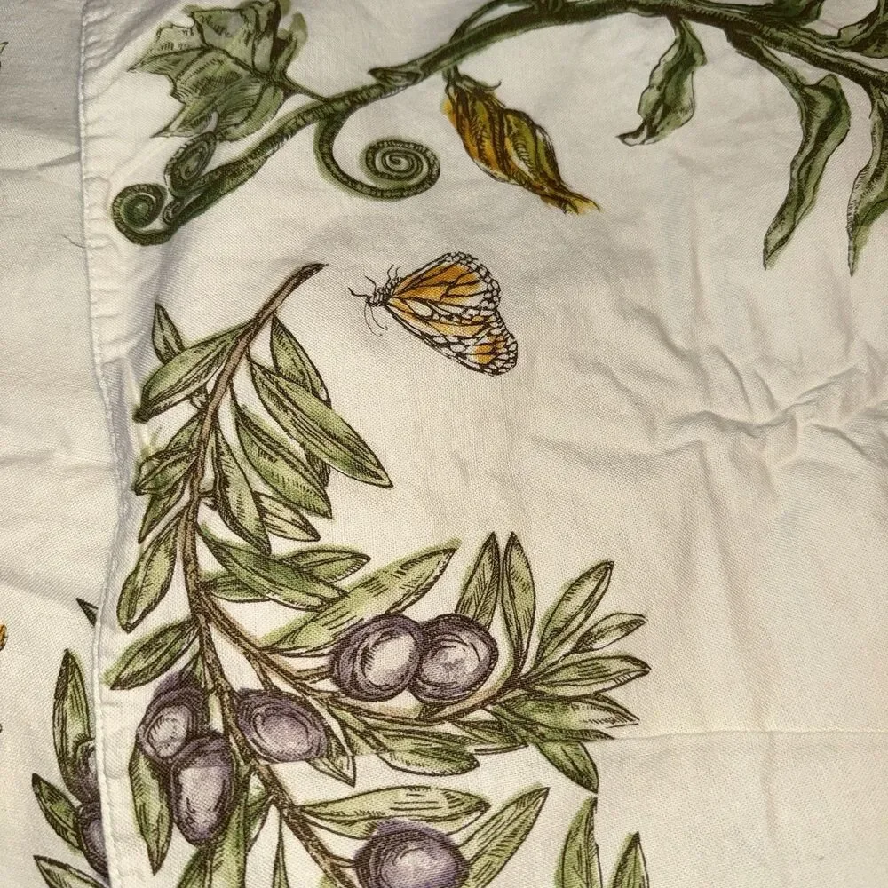 Pottery Barn Table Runner 17”x106” 100% Cotton Spring Yellow Sunflower Butterfly